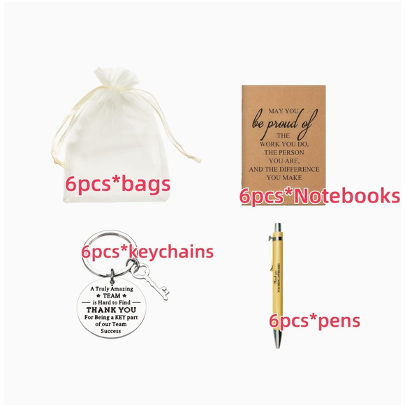 24pcs Inspirational Thank You Gift Set with Keychain and Bamboo Retractable Pen - Picture 3 of 4